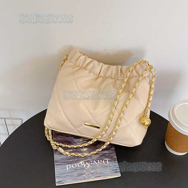 Soft Leather Large Capacity Fashion Pleated Chain Shoulder Bag 2025 Summer New Stylish Casual Bag Drawstring Crossbody Bag H250804