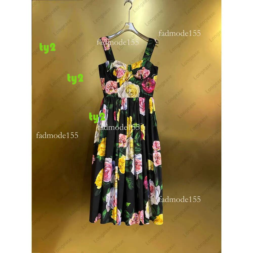 Summer party birthday cotton peonies print gathered waist sleeveless midi dress womens designer clothing dresses for woman
