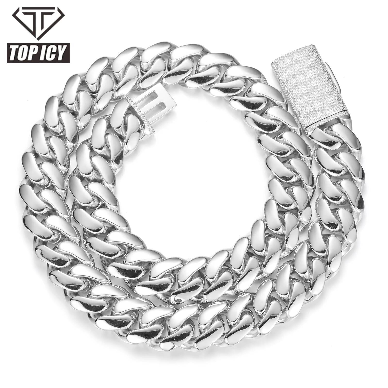 12mm-20mm Plain Cuban Necklace No Stones Cuban Link Chain Brass 18K Gold Plated 5A CZ Cuban Chain for Men