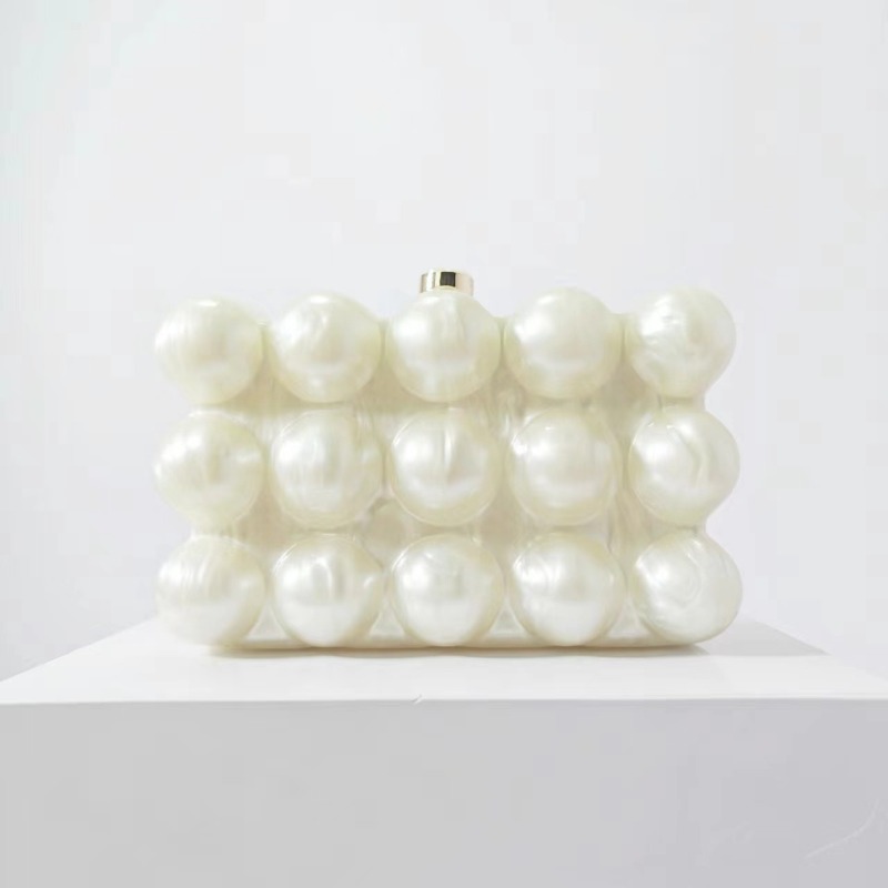 Elegant Pearlescent Acrylic Shoulder & Messanger Combo Handbag Trendy Evening Accessory