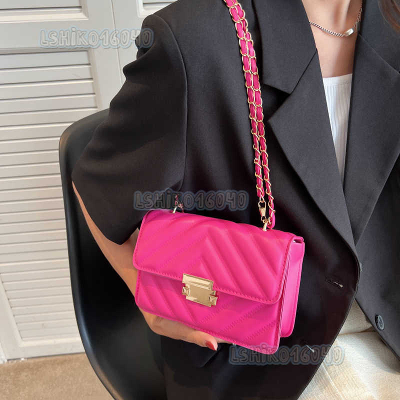 Bag Female Fashion Messenger Bag Red Super Fire Candy Color Chain Small Square Bag Small Crowd Stripe Messenger Bag Tide H250804