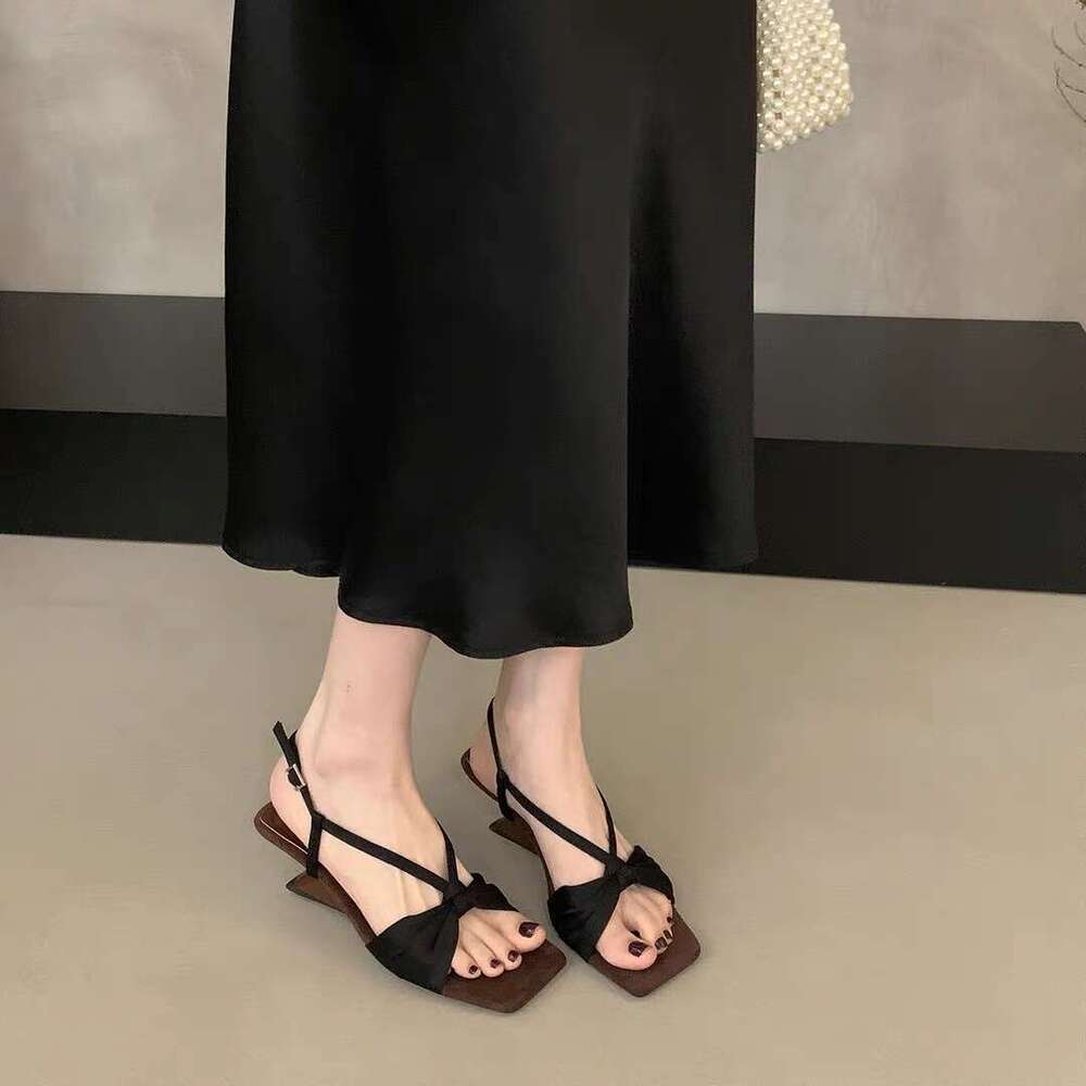 Niche French Style High Heels Bowknot designer shoes Sandals Fairy 2025 New Summer Elegant Matching Dress Roman Shoes