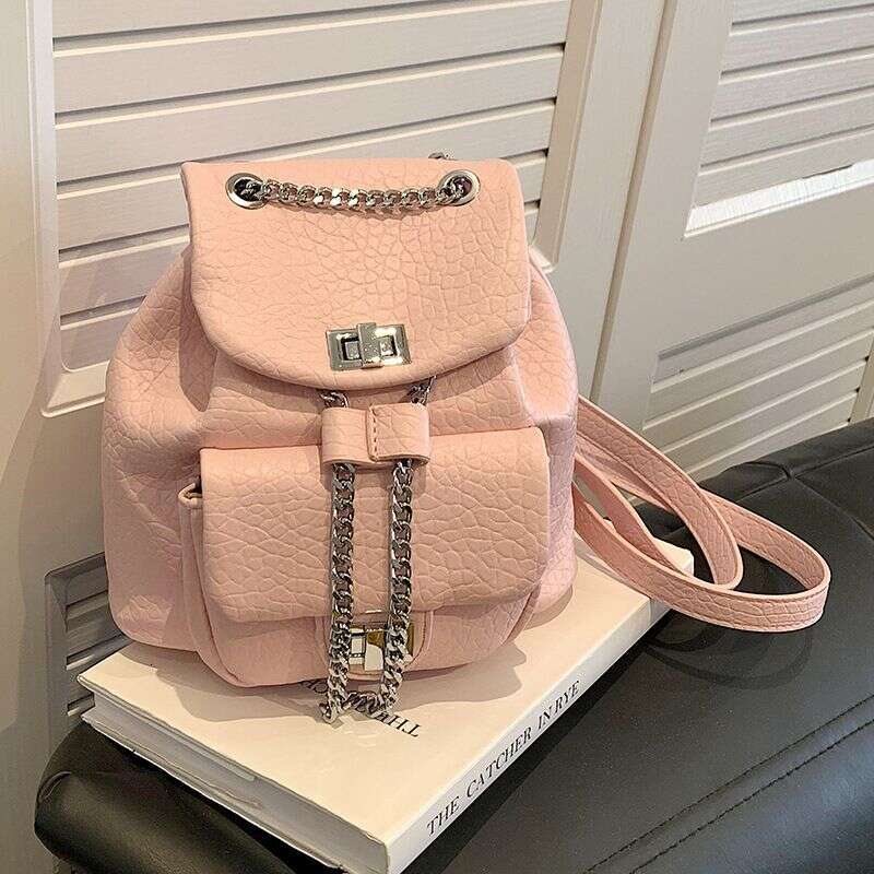 Small New Chain Women's Premium Sense Versatile School Bag Bucket Backpack For Travel