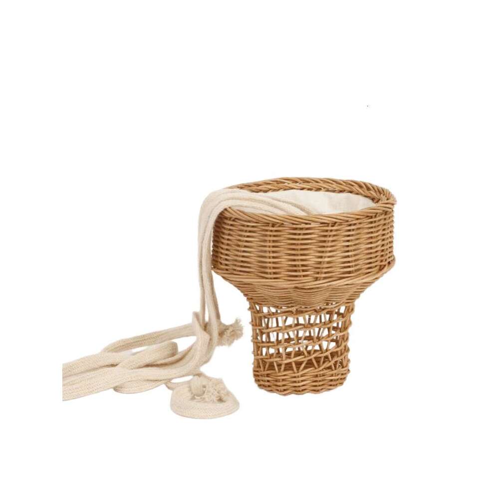 Cute Ice Cream Rattan Handbags Bohemian Wicker Woven Straw Bag Hollow Funny Purses for Women Shoulder Beach Bags
