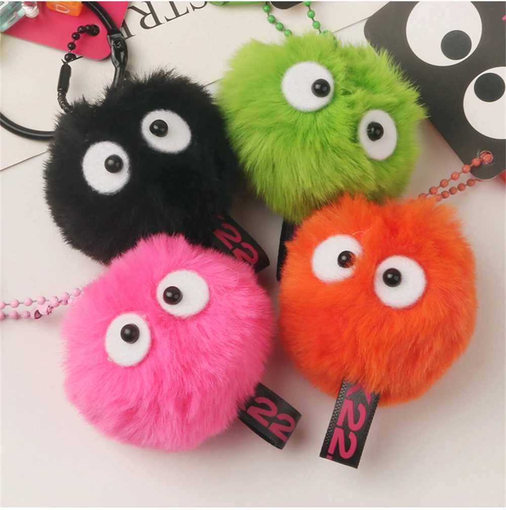 Cute Plush Coal Keychain Cartoon Spirit Doll Pendant Keyring for Earphone Case Charm Women Bag Ornaments Car Key Accessories G250802