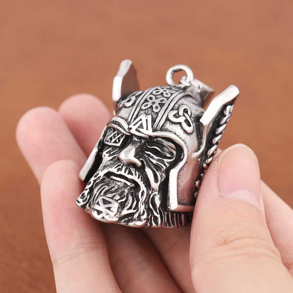 Vintage Design Viking Warrior Bell Pendant Motorcycle Wind Nordic Odin Guardian Bell Necklace Gift Jewelry Accessories Wholesale G250802