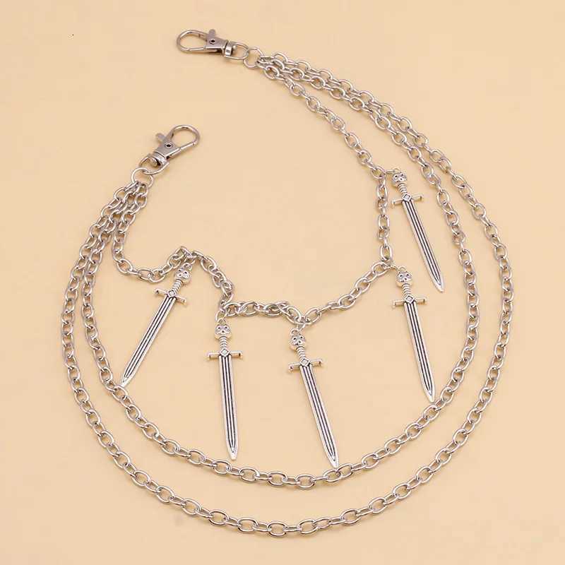 Long Sword Pendant Chain On The Jeans Pants Women Punk Keychains for Men Egirl eBoy Harajuku Grunge Accessories G250802