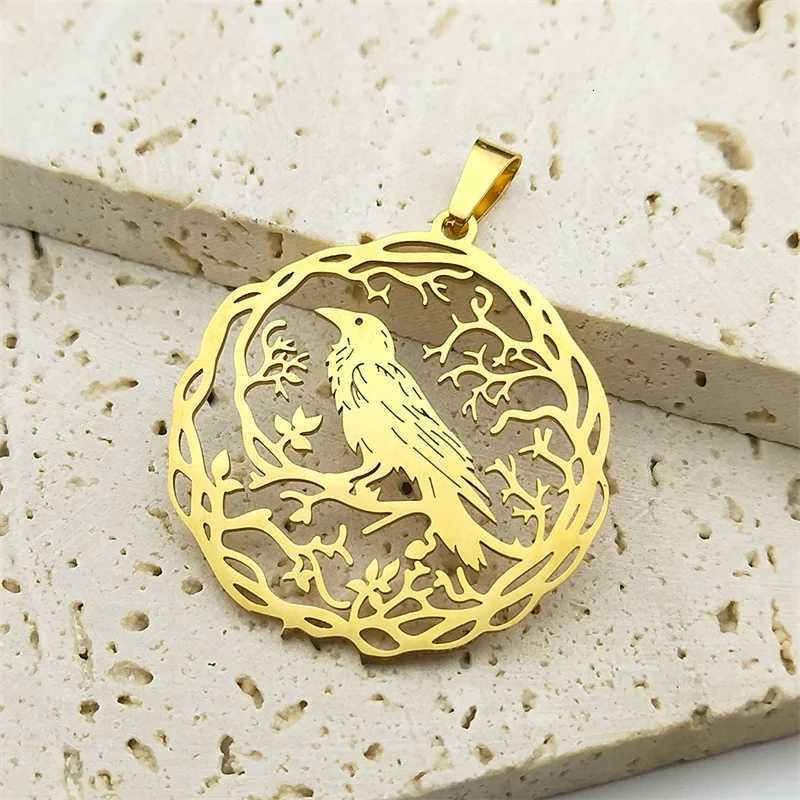 3Pcs Hollow Black Crow Charms for Women Men Stainless Steel Gold Silver Color Tree of Life Love Pendants Jewelry Making G250802