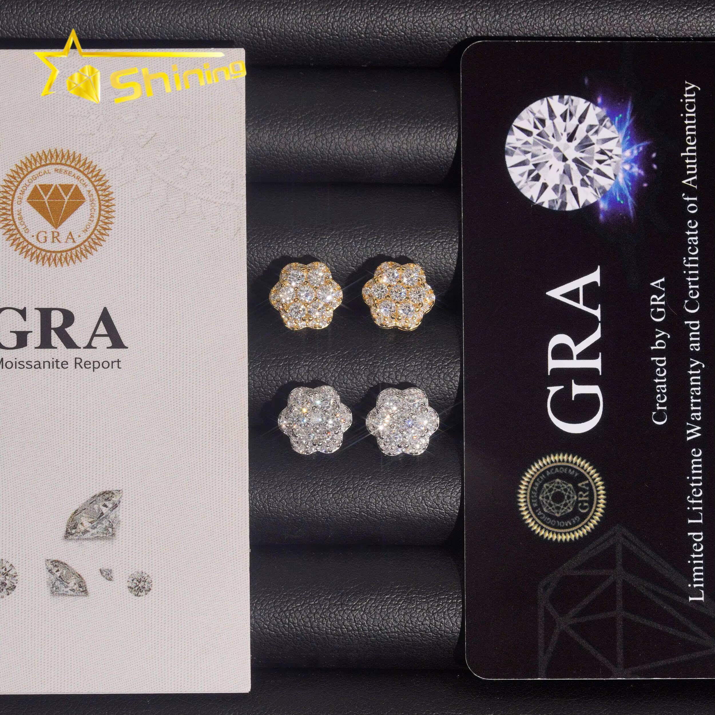 USA Warehouse Local Shipping 925 Sterling Silver Gold Plated Pass Diamond Test Moissanite Flower Cluster Screw Back Stud Earring