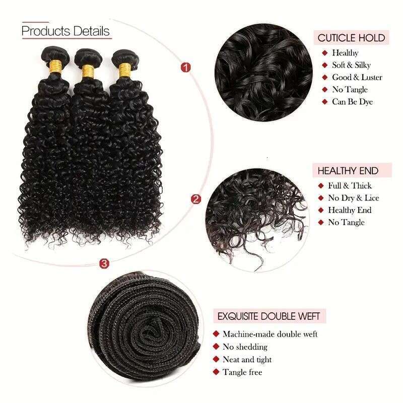 3Pcs Brazilian 10A 3 Pack Human Water Wave Bundle No Processing synthetic Styling Long-Lasting Glue Free Hair Extension 100%