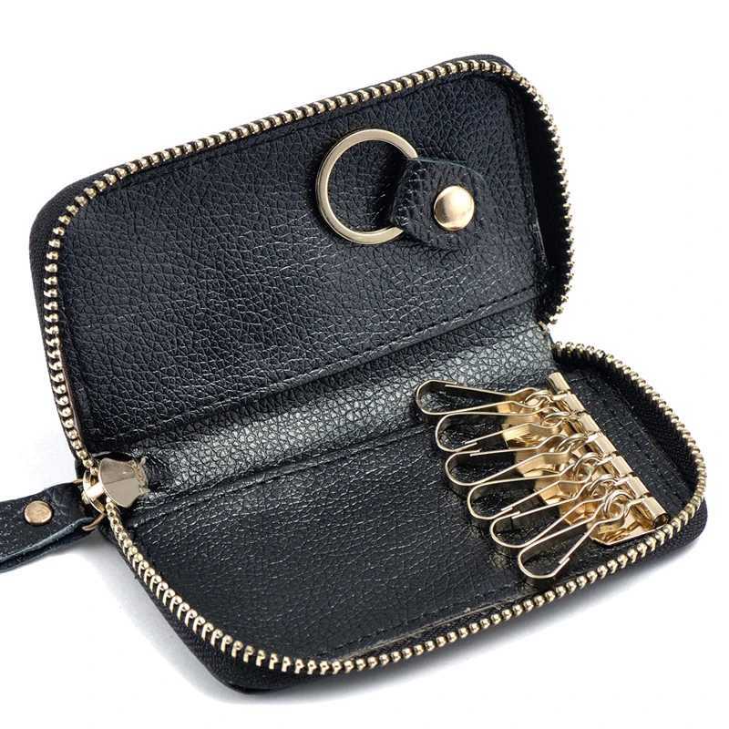 Fashion Simple Key Holder Genuine Leather Wallet Unisex Solid Key Wallet Organizer Bag Car Housekeeper Wallet Card Holder G250802