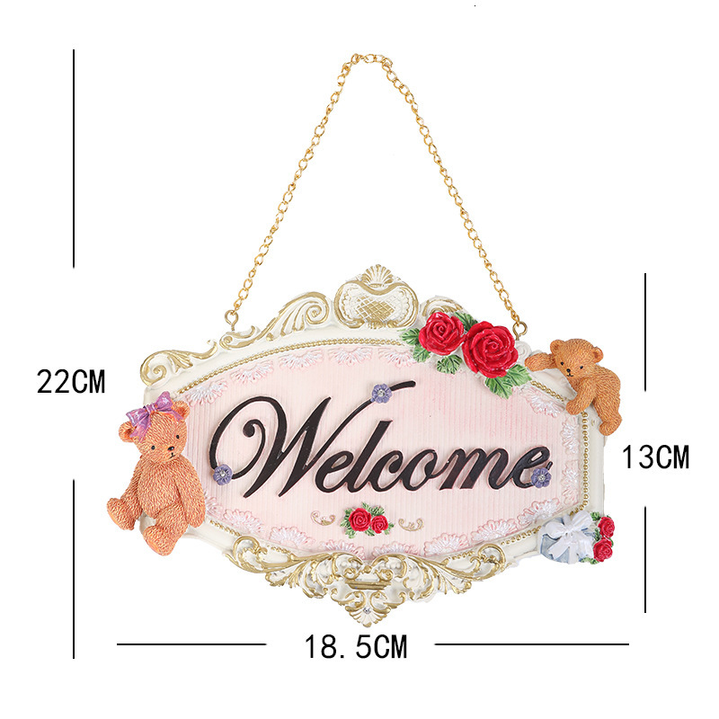 European Style Creative Wall Hanging Sign Store Welcome Pendant Resin Home Decoration