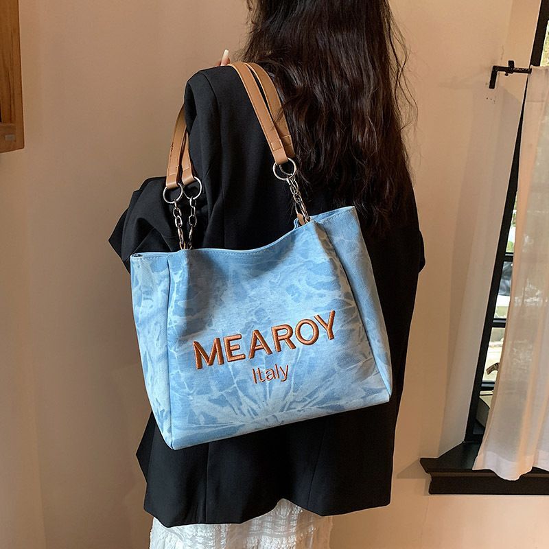 Design Denim Women's Large Capacity Class Commute Shoulder Tote Bag