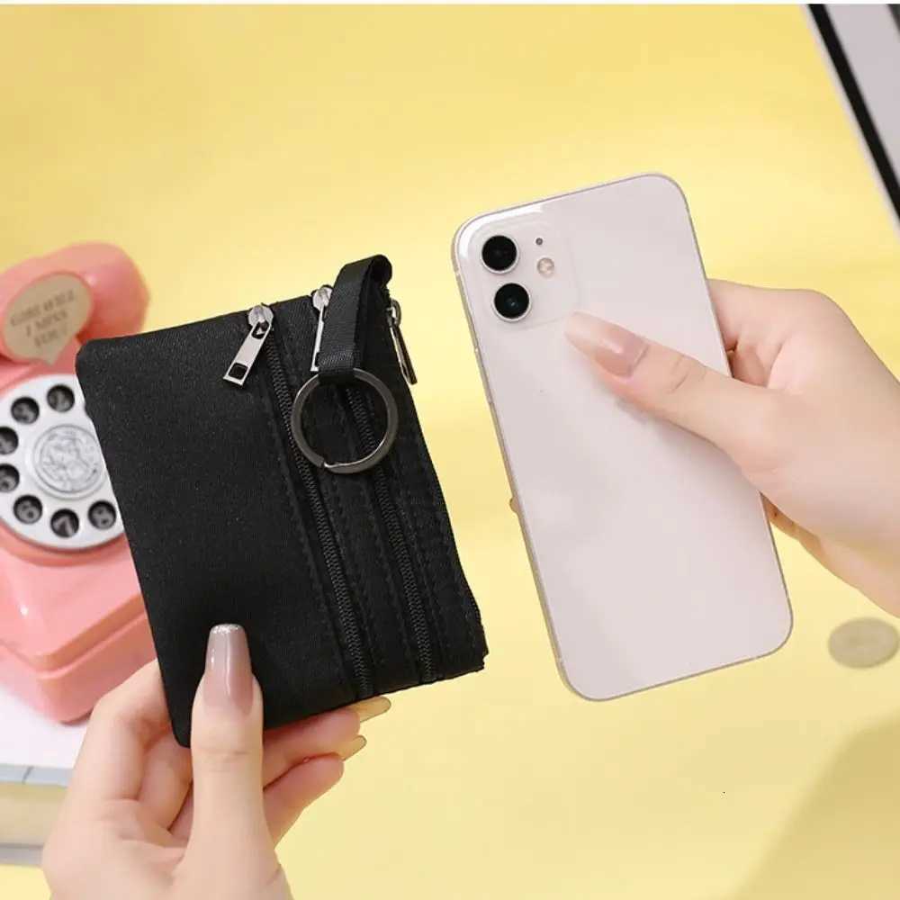 3-layer Canvas Mini Purse Coin Bag Fashion Zipper Wallet Solid Color Simple Storage Pouch Money Pocket for Women and Girls Coin Key Bag G250802