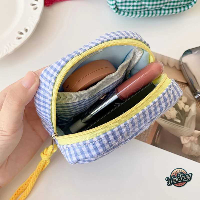 Cute Girls Wallet Mini Pouch Lattice Wallet Card Key Holder Zipper Coin Purse Women Portable Earphones Lipstick Small Zipper Bag G250802