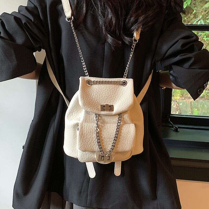 Small New Chain Women's Premium Sense Versatile School Bag Bucket Backpack For Travel