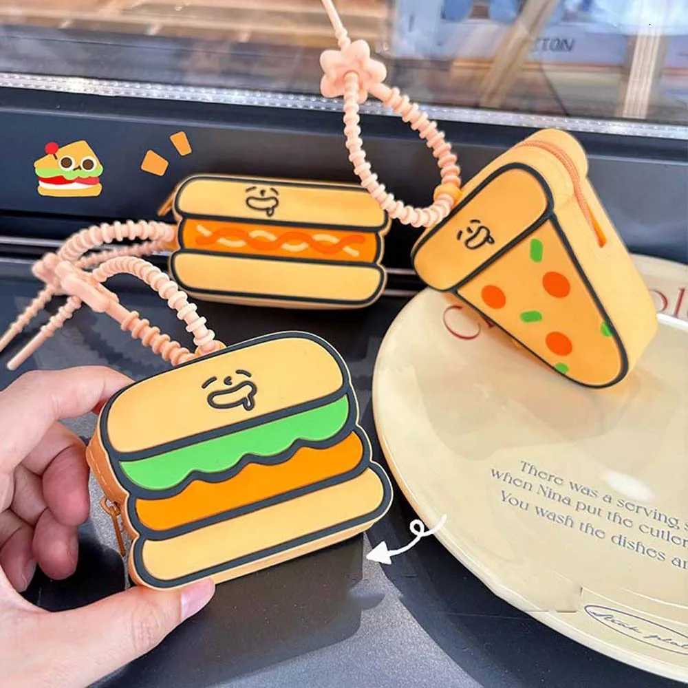 Versatile Portable Hamburger Coin Purse Waterproof Hot Dog Cartoon Silicone Wallet Pizza Soft Keychain Earphone Bag Men G250802