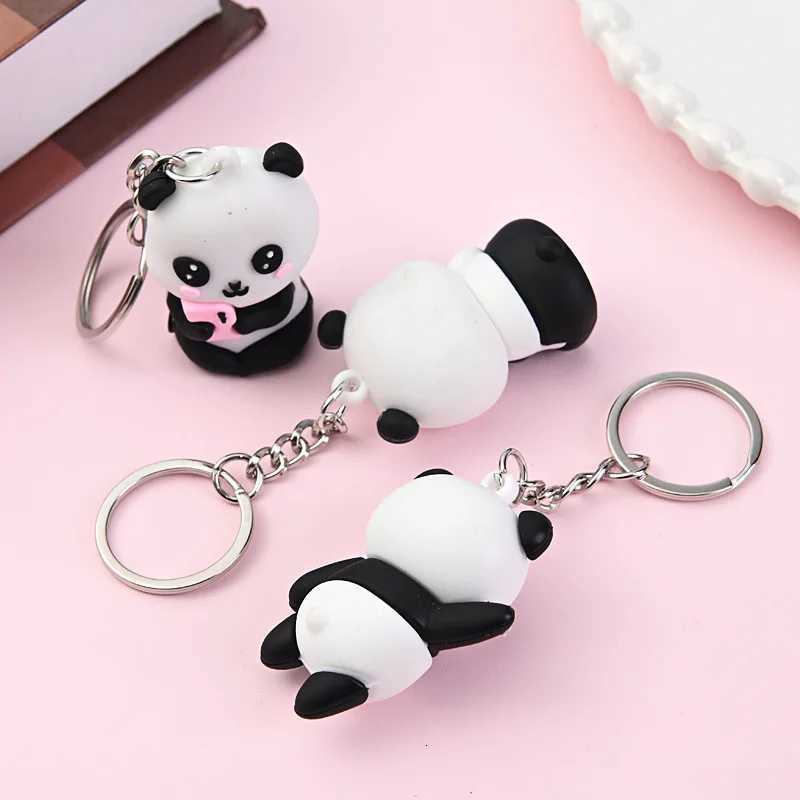 ute Cartoon Couple Panda Keychain Pendant Car Bag Key Chains for Women Jewelry Gift G250802
