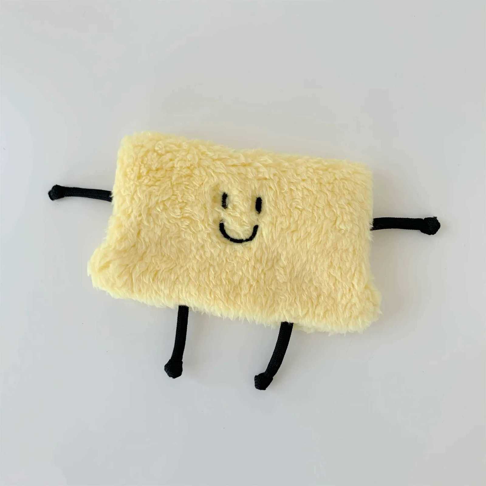Ins Kawai Light Yellow Cheese Coin Bags Cartoon Smile Embroidery Money ID Credit Card Bags Korean Mini Student Mini Storage Bags G250802