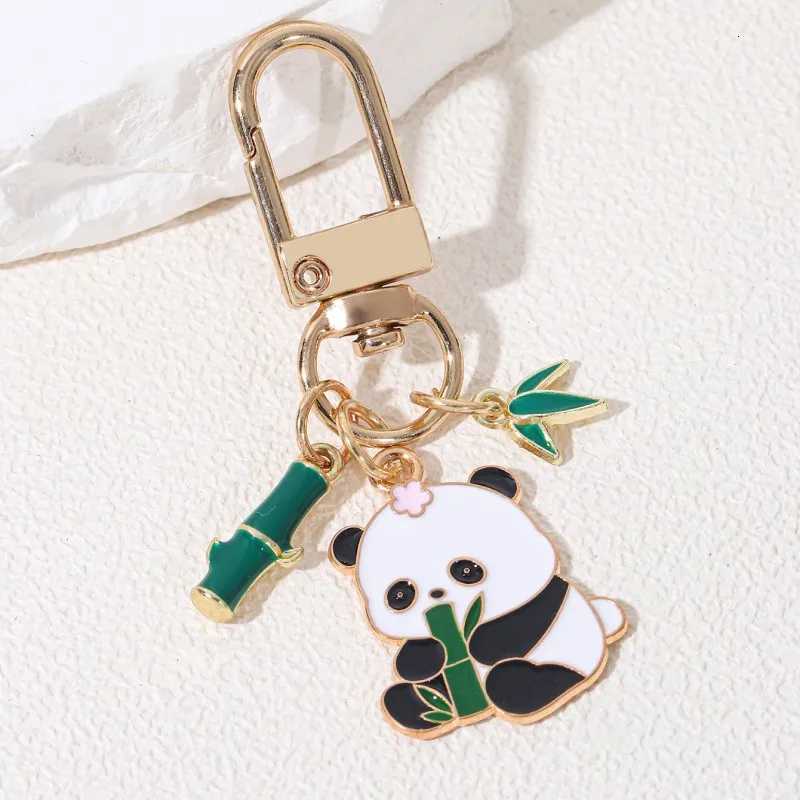 1pc Cute Panda Bamboo Leaves Drip Enamel Keychain Classic Chinese Style Car Bag Pendant Keyring For Handmade DIY Jewelry Making G250802