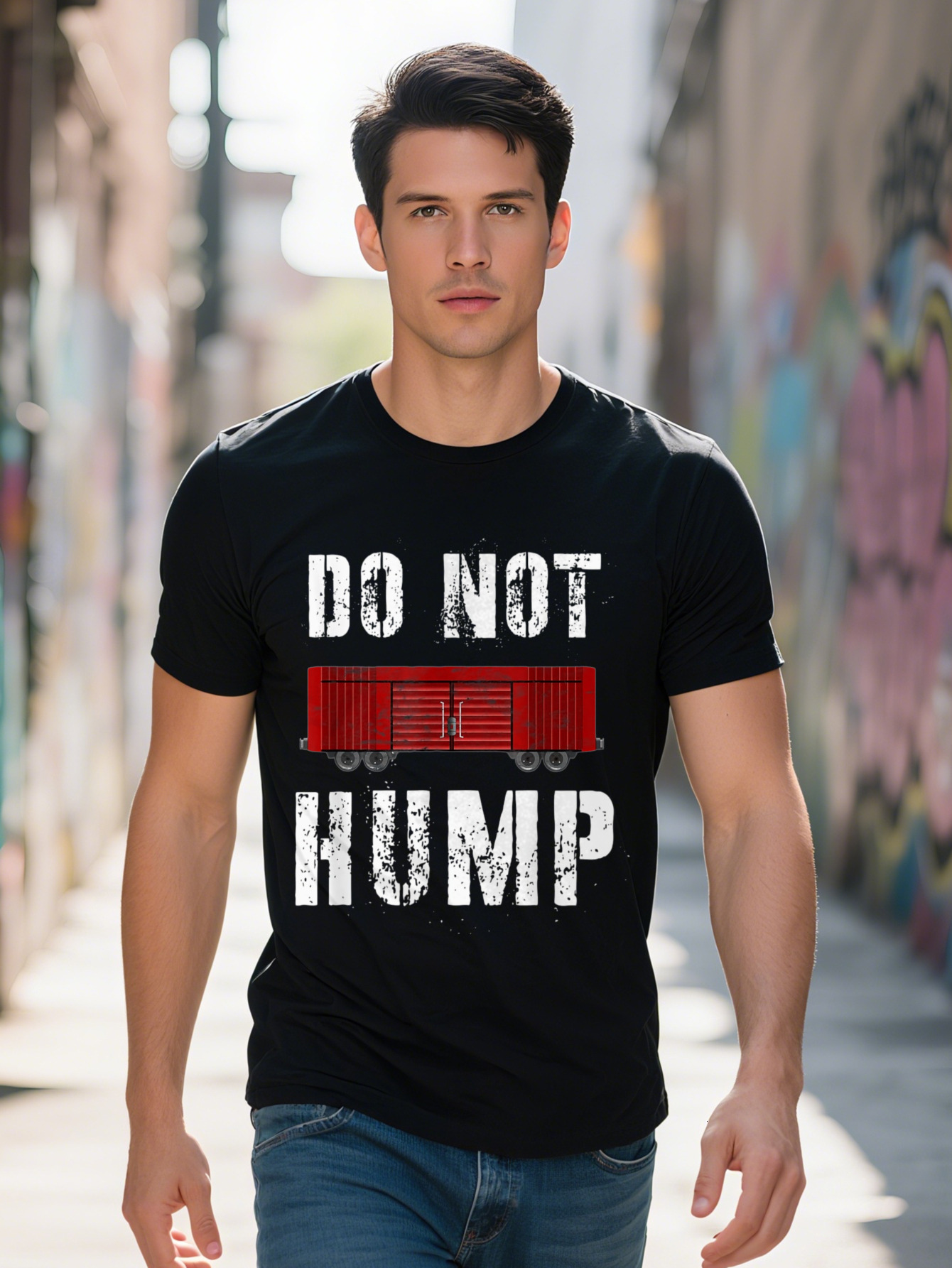 Mens T-shirt g Cotton Steam Train Lovers Gifts For Men Do Not Hump Model Railroad T-Shirt