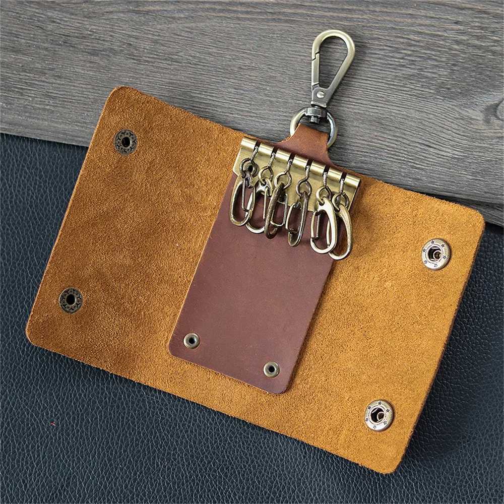 100% Genuine Leather Multi-function Key Bag High Quality Crazy Horse Leather Key Pouch Unisex Leather Business Gift G250802