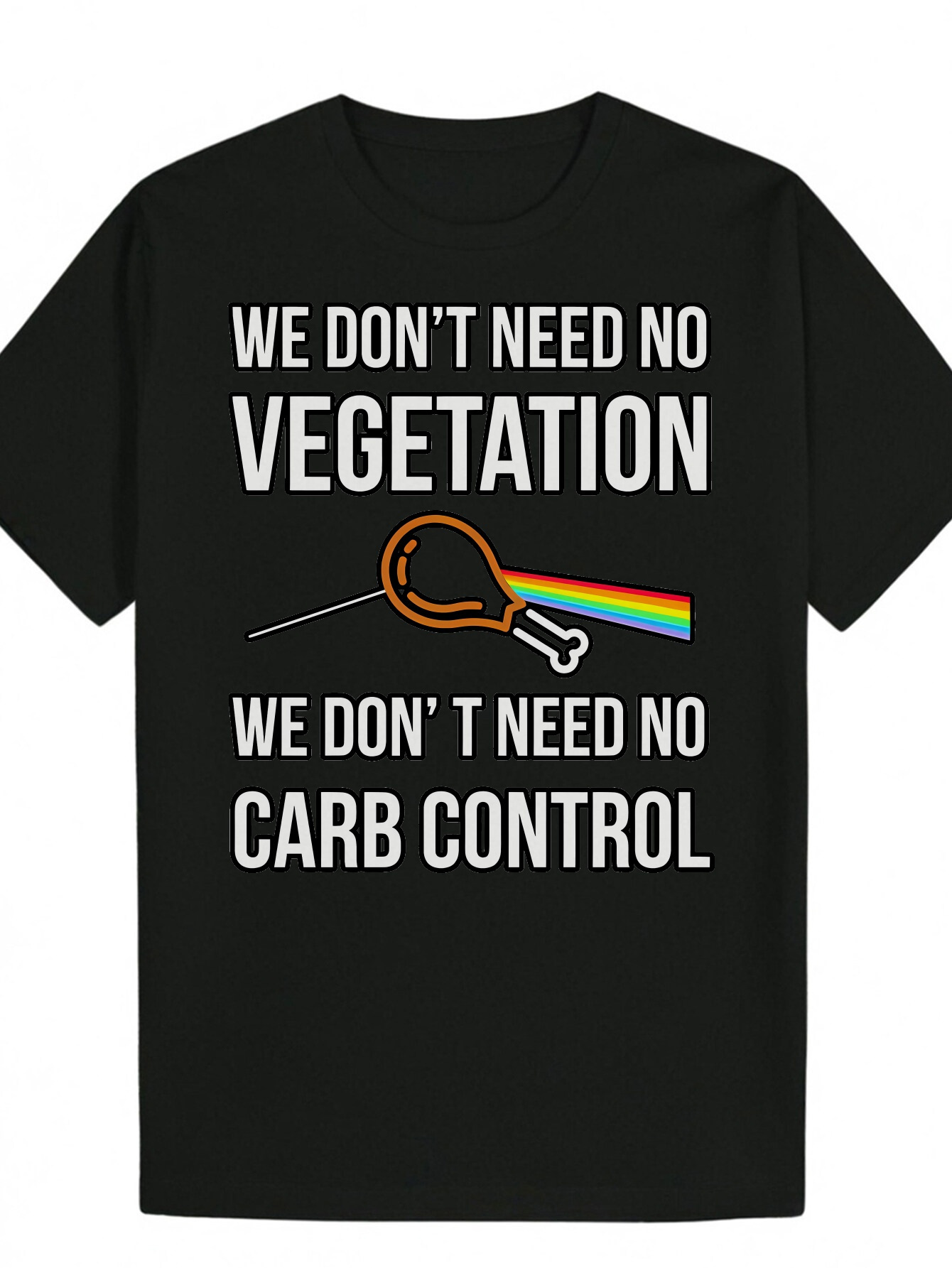 Men's Summer Pattern T-Shirt - Black Veganism Slogan and Rainbow Carrot Design, Breathable Polyester Crew Neck T-Shirt, Machine Washable, Suitabl