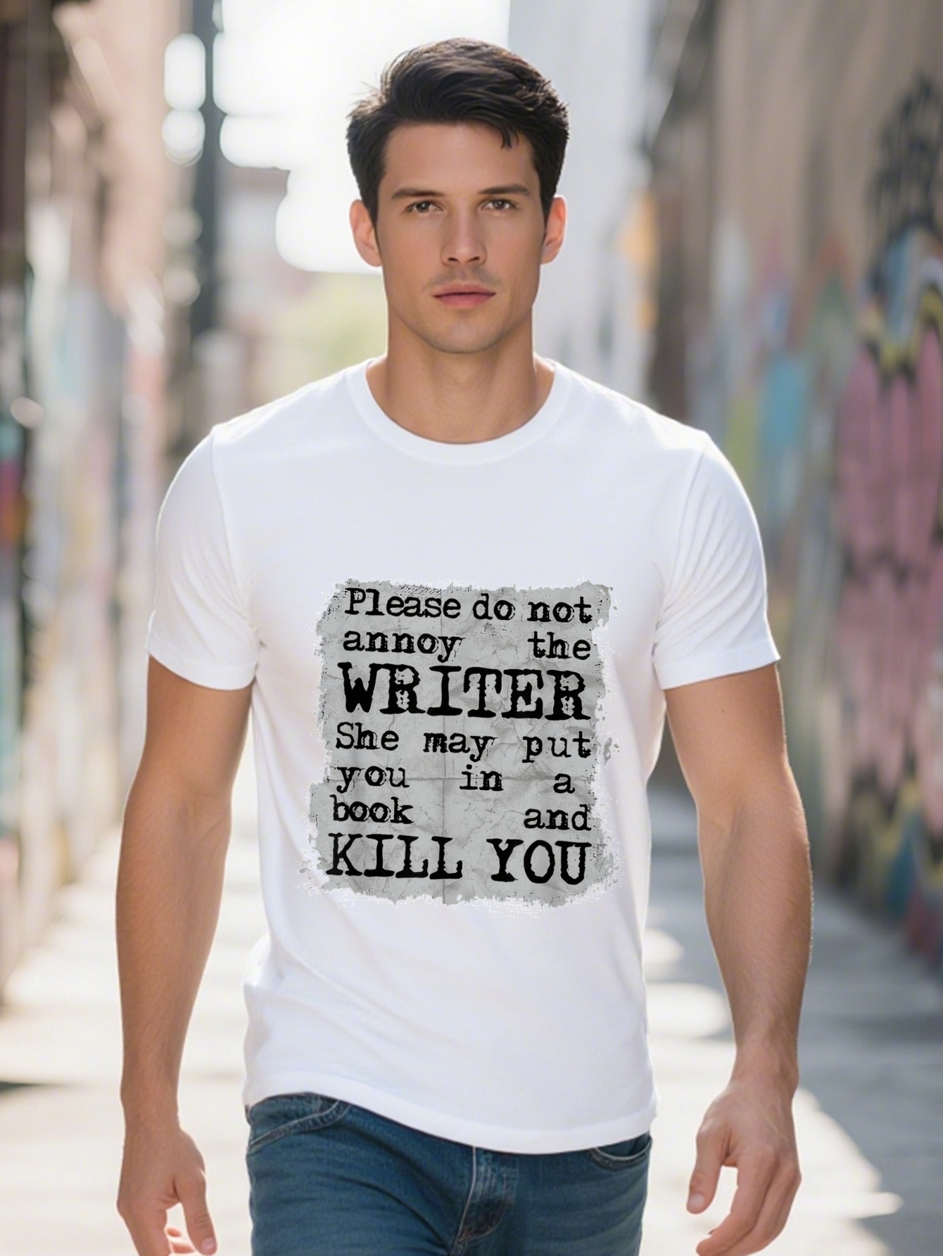 Men S g Cotton Please Do Not Annoy The Writer Funny Book Lover Gift T-shirt 5b7e1