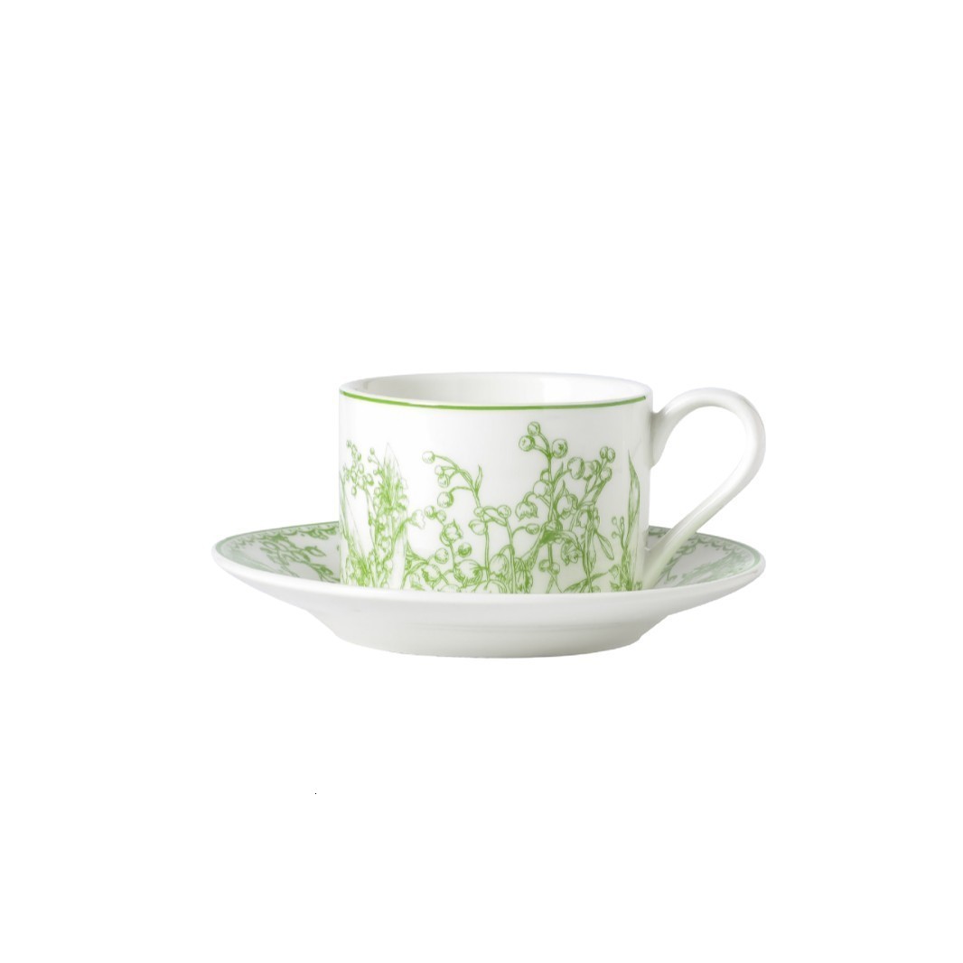 INS Lily of the Valley Coffee Cup and Saucer Set Mug Ceramic Water Cup European Style Creative Luxury Home Afternoon Tea Cup 250804