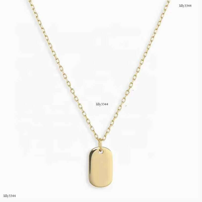 DHCollections Custom Sterling Sier 14/ Gold Plated Vermeil Women Fine Jewelry Classic Dainty Dog Tag Necklace for Ladies