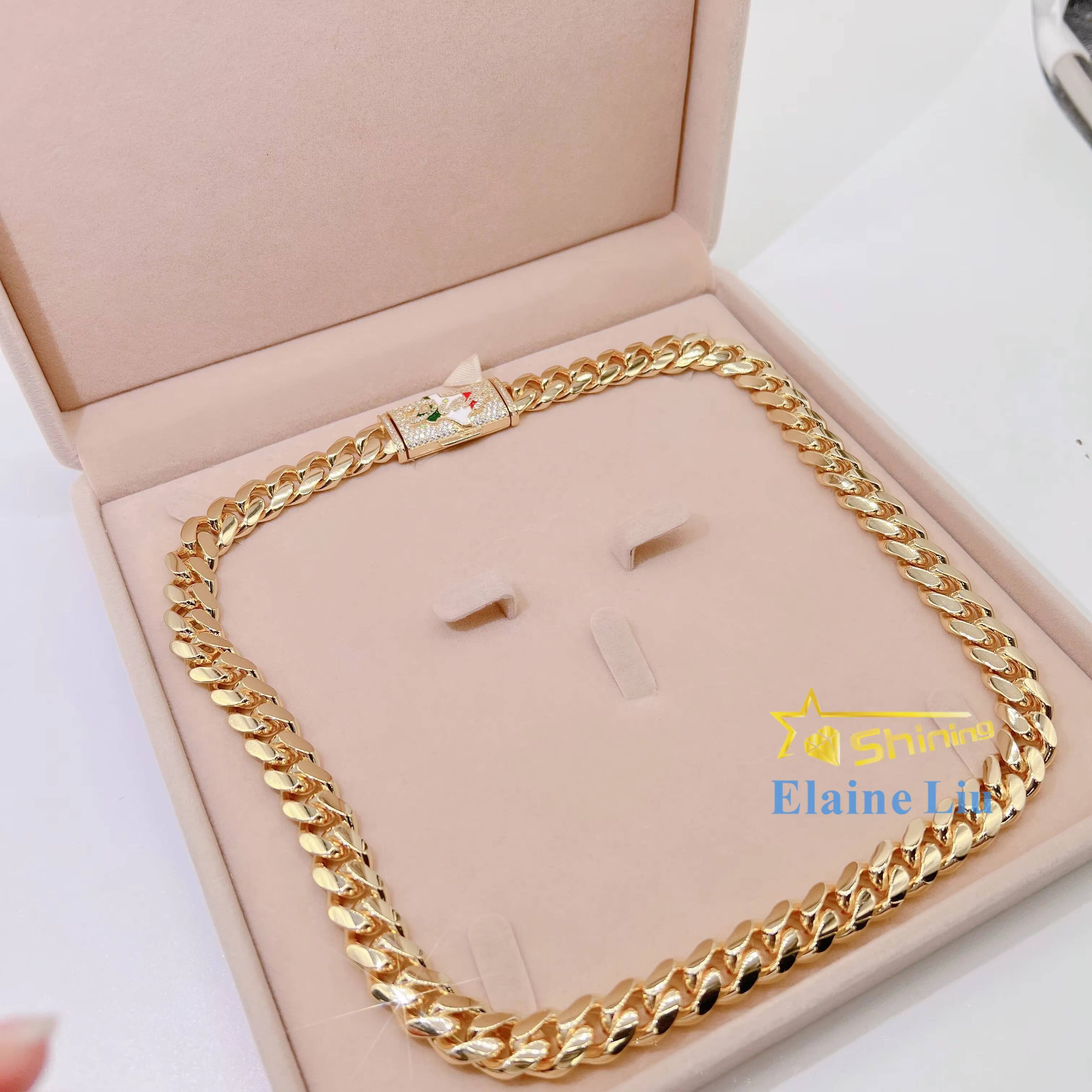 12mm Plain Chain Fashion Jewelry Gra Certificate 925 Sterling Silver Vvs Moissanite Cuban Link Chain