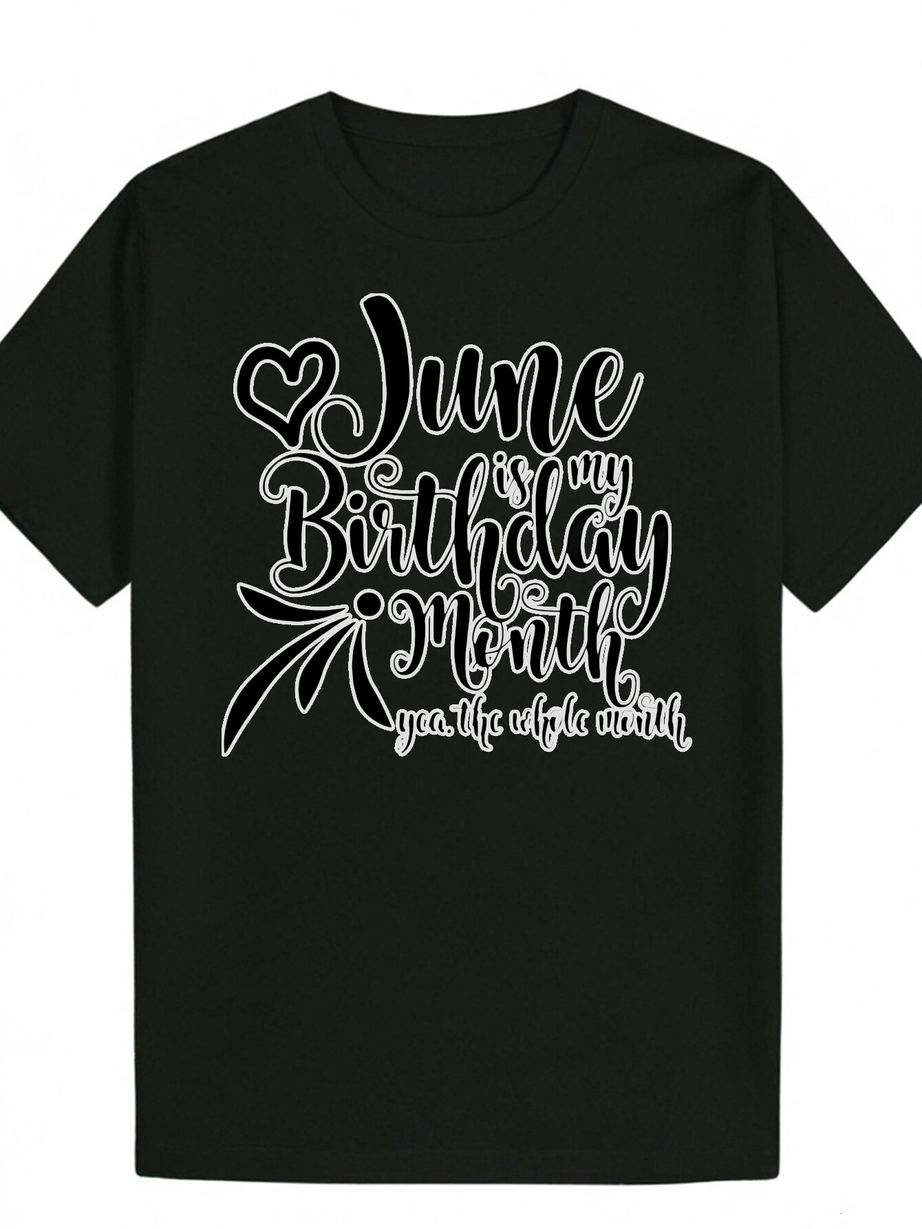 Men's Black Short Sleeve - June Birthday Pattern Print, Soft Summer T-Shirt, Machine Washable, Suitable for Casual Wear and Celebrations, Everyda