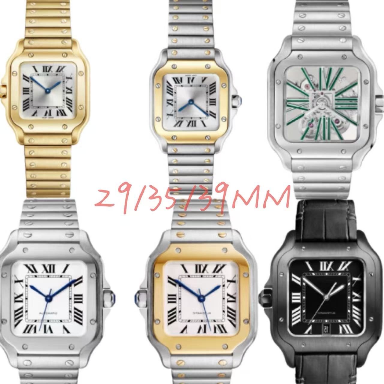 Mens watch 39.4MM Rome dial Skeleton Designer watch luxury Automatic Mechanical Waterproof Wristwatches with box watches high quality Original Montre de luxe reloj