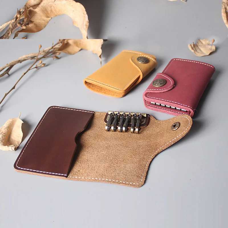 Leather Waist Key Pouch - Multi-Functional Organizer with Card Holder Snap Button Hands-Free Wallet for Men Women G250802