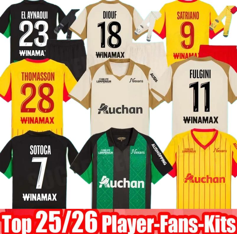 Maillot RC Lens 25 26 Soccer Jerseys Home Away Saint-Barbe Special EL AYNAOUI KAKUTA FULGINI DIOUF SPIERINGS GANAGO SOTOCA WAHI Football Shirt 2025 2026 Kids