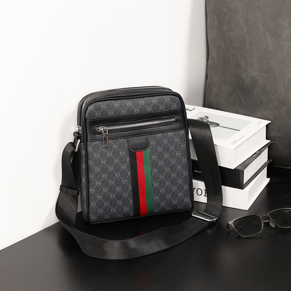 Men's cross-body bag small shoulder bag casual plaid small bag light men's bag wide shoulder strap mobile phone bag trend all match