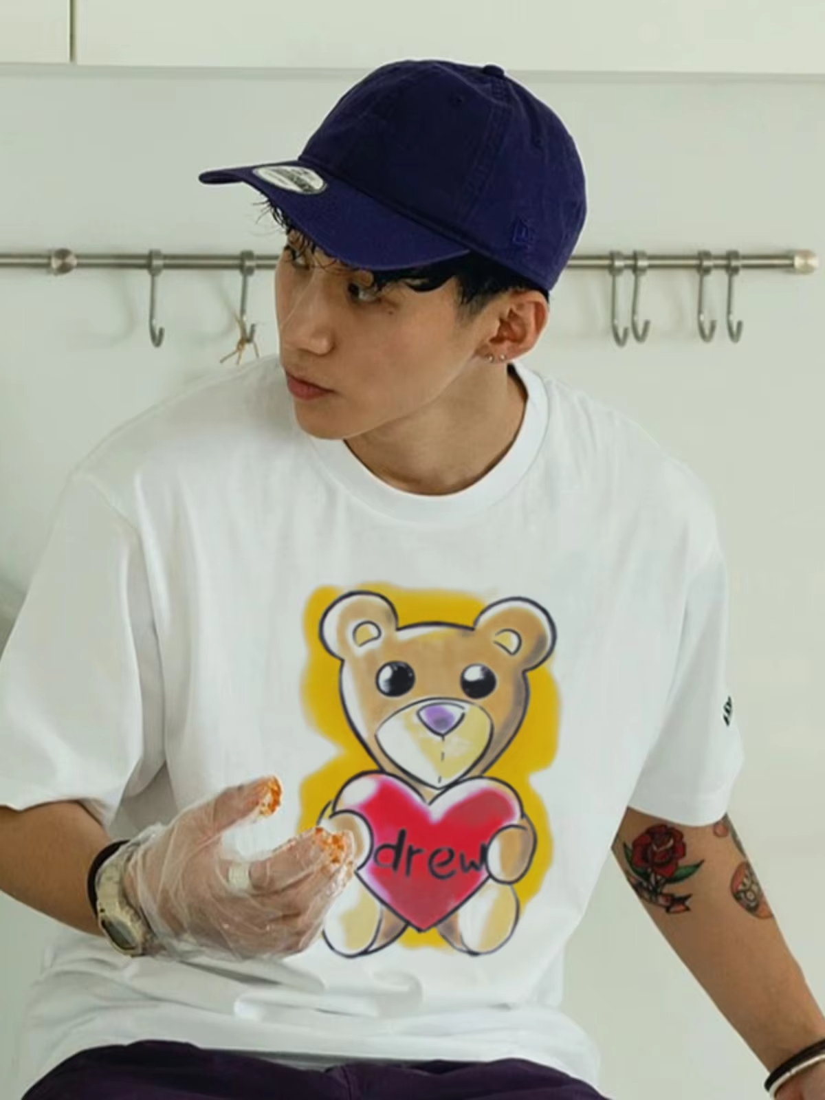 DREW HOUSE New Men's Clothing vintage T shirt men's and women's Bear printed loose short sleeve T-shirt Designer luxury