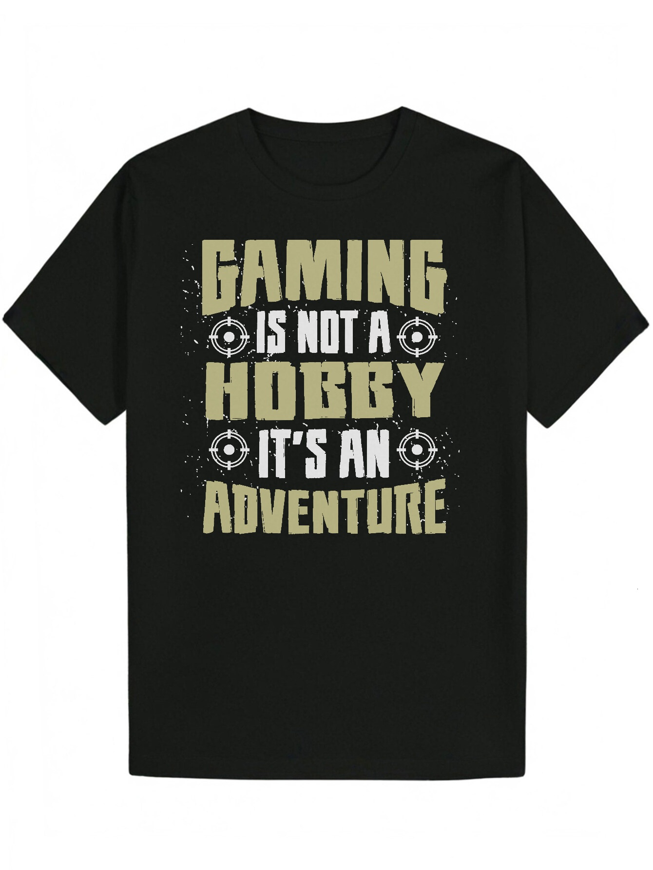 Men's Summer Round Neck Polyester 'Game Not Prank' Design - Black Adventure Theme T-Shirt with Controller Pattern, Comfortable to Wear 