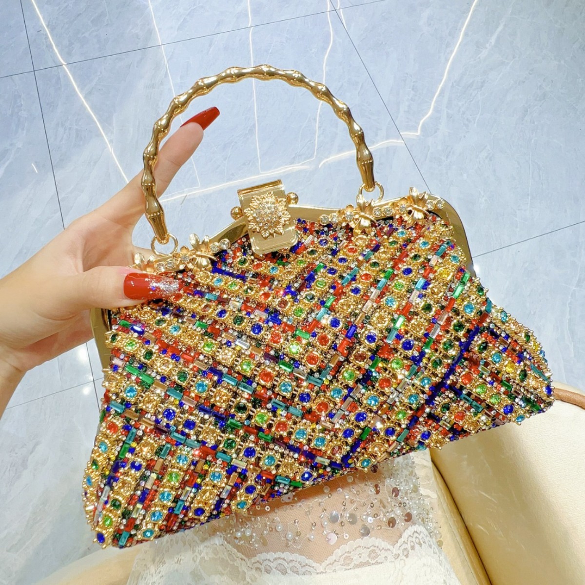 Free delivery bags designer women Luxury Bag tote bag wallet purse puff channeled bag Diamond handbag with chain inlay