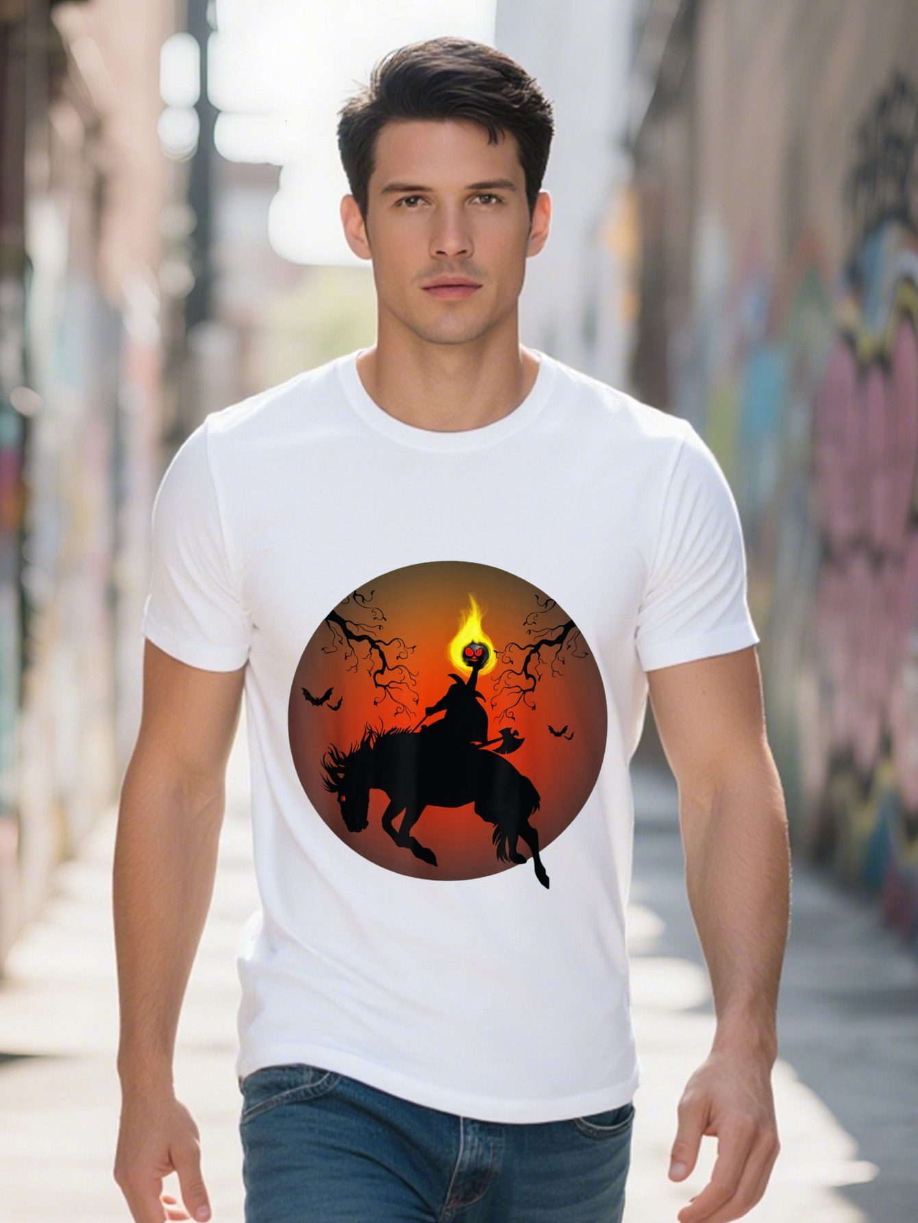 Headless Horseman Vintage Silhouette T Shirt Cotton fb93c