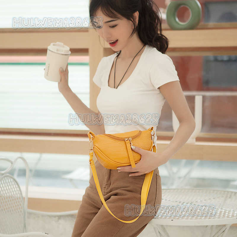 2025 Summer and Autumn Fashion Trend Womens Waist Bag Single Shoulder Crossbody Bag Crocodile Pattern Saddle Half Round Womens Bag H250804
