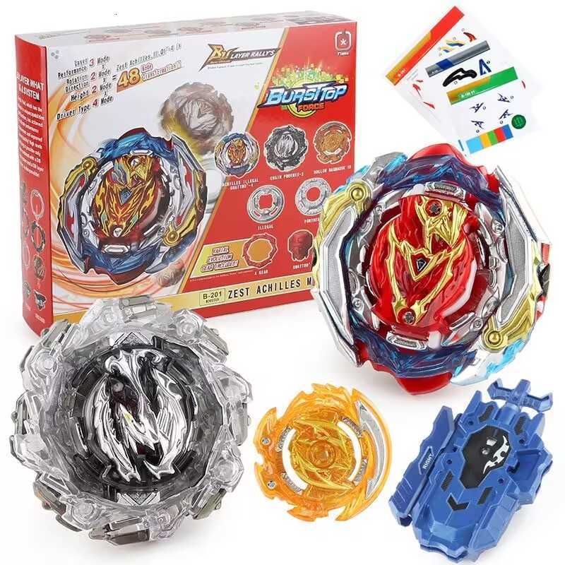 Bey Burst DB B-201 Zest Achilles Customized Set Blade Toy Gyro Spinning Top Metal Battle with Launcher for Kids Children Boys Y250804