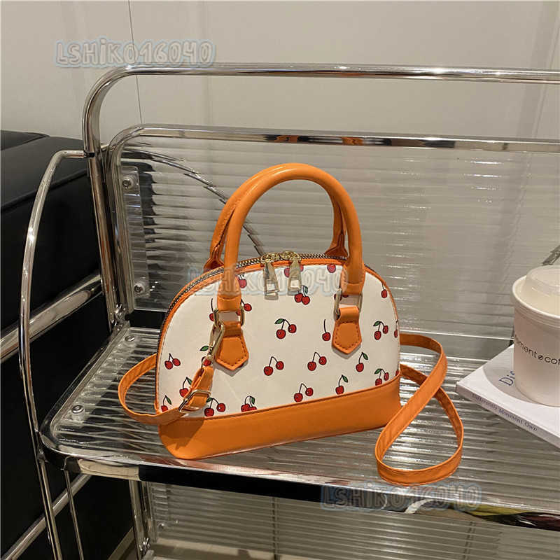 New Trendy Girl Handbag Fashion Commuter Cherry Pillow Bag Niche Printed Texture Shoulder Bag Underarm Bag H250804
