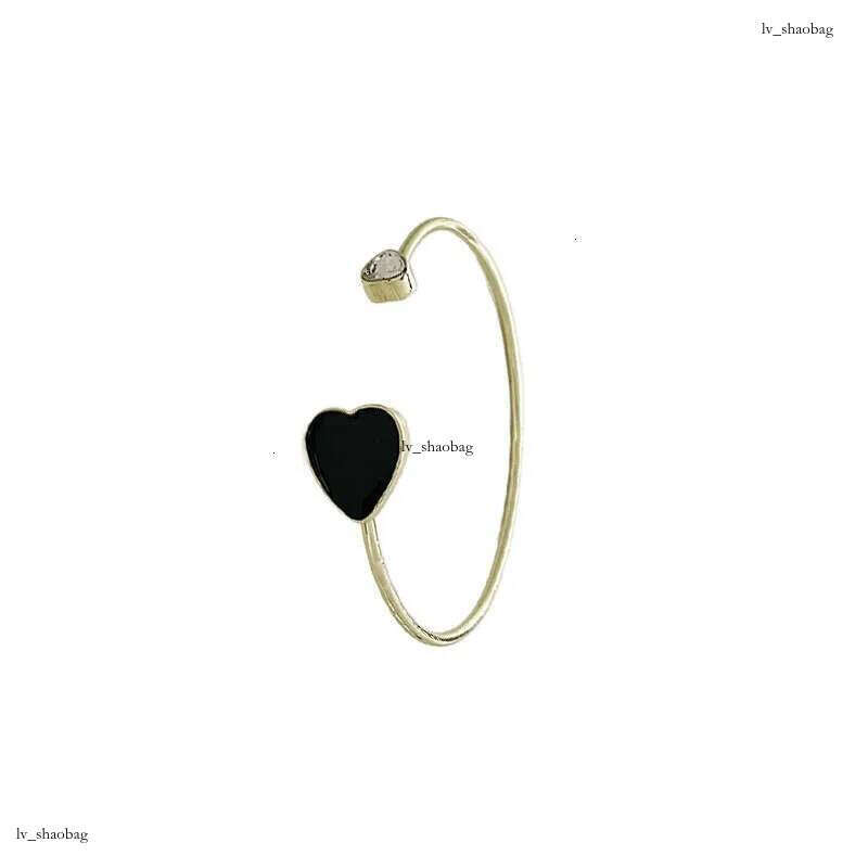 DHCollections Adjustable Heart Bracelet - Trendy Korean-Style Cuff Bangle with Crystal Accents for Women (Red/Black, 8.4g Lightweight)