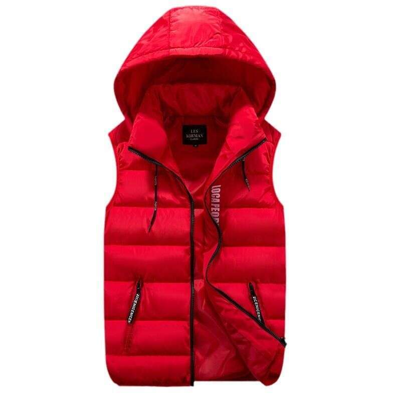 New Warm Cotton Vest For Men In Autumn And Winter, Detachable Hat, Short Student Work Clothes, Vest, Shoulder, Oversized