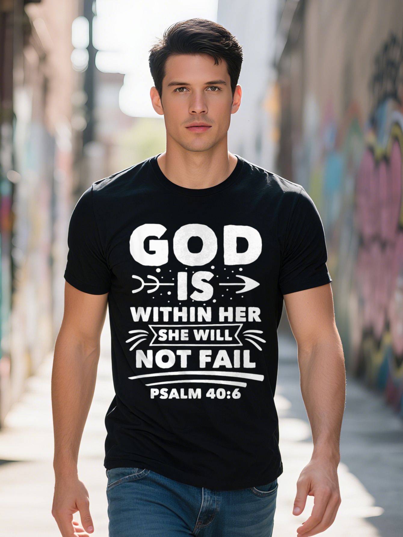 100% Cotton T-Shirt God Is Within Hr Sh Will Not Fail Prayr Design Short S Round Neck 3f4ab