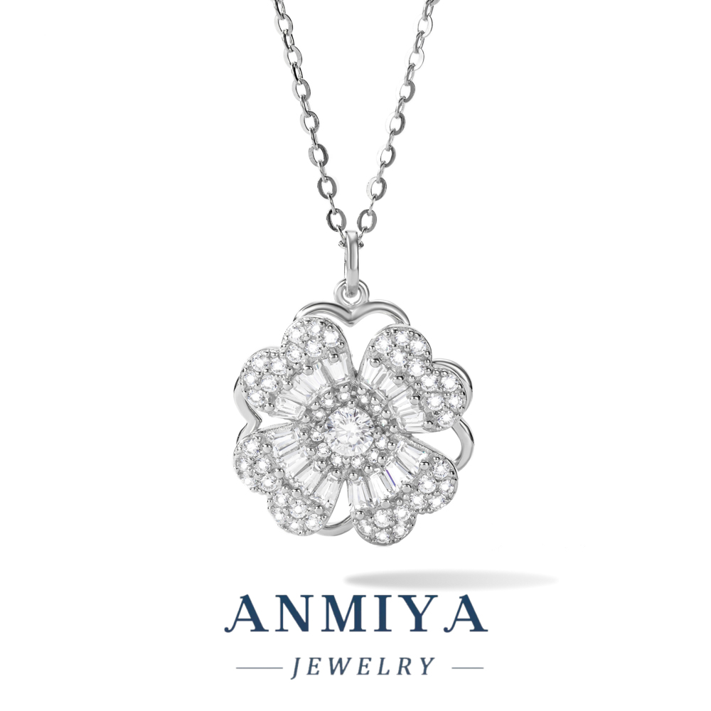 Jewelry Wholesale Hot Flower 925 Sterling Silver Shell Zirconia Necklace Women Bridal Fine Jewelry Sets