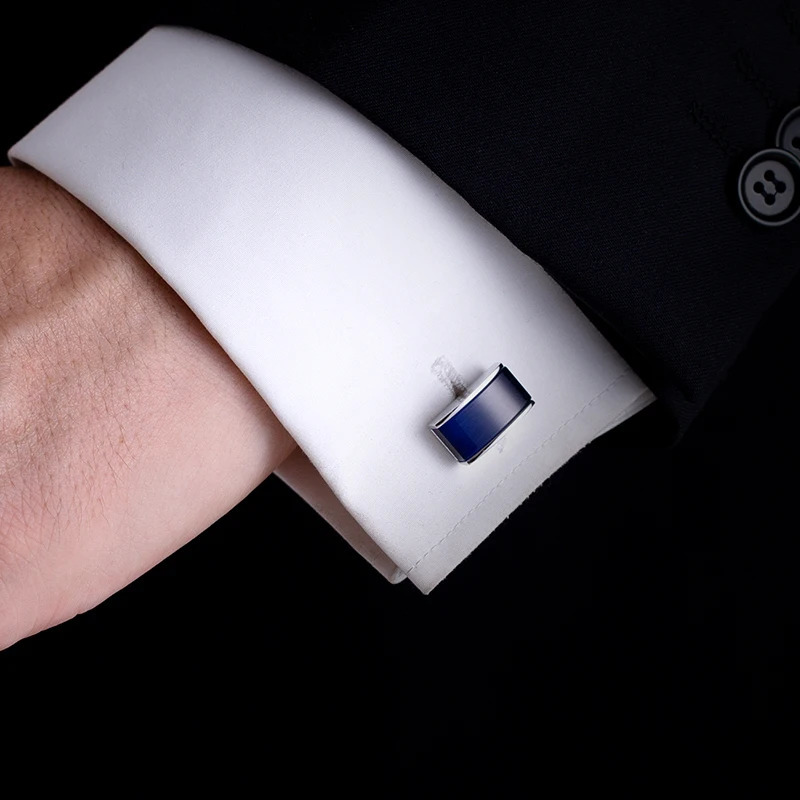 KFLK shirt cufflinks for mens buttons cuff links Blue black gradual gemelos High Quality abotoaduras guests 260208