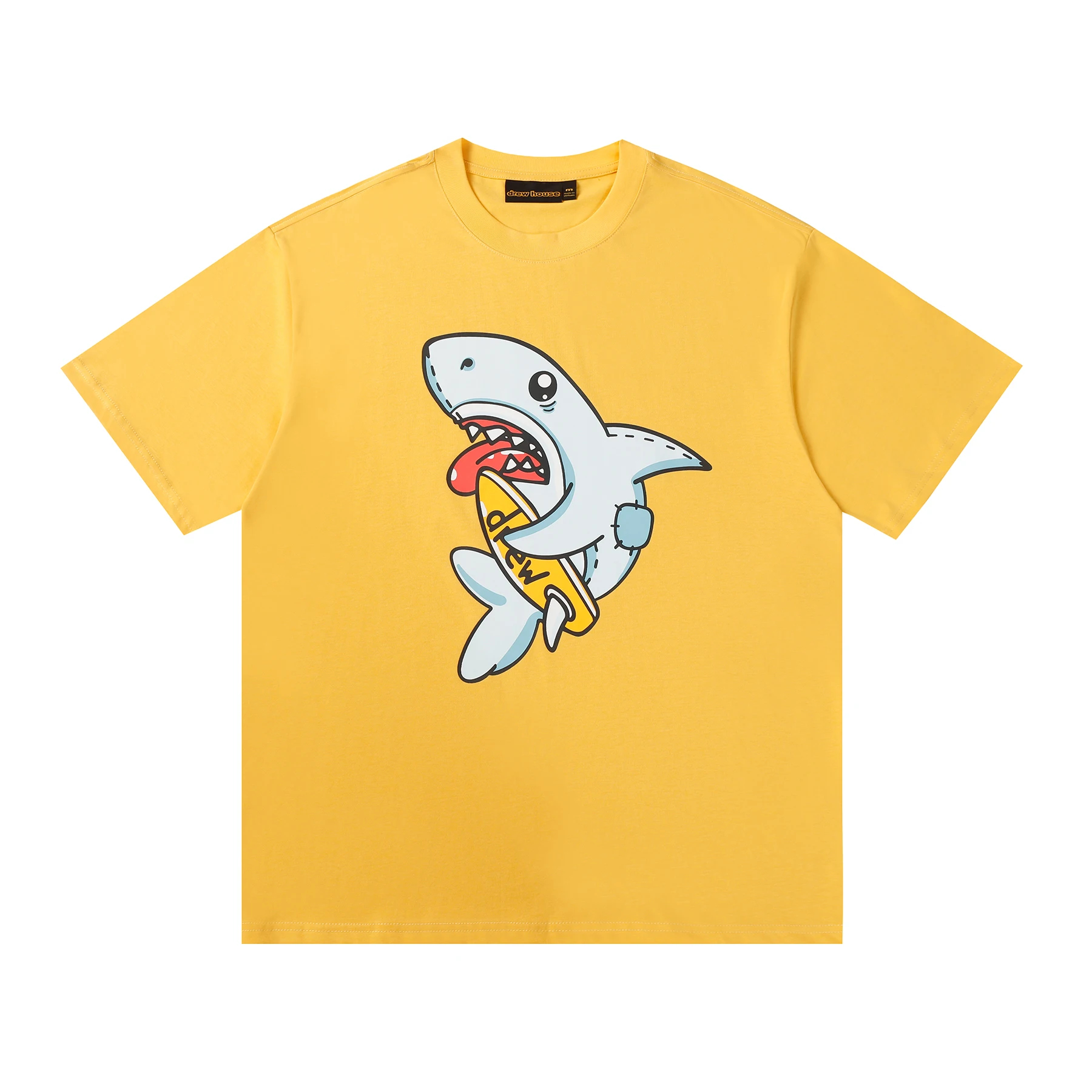 DREW HOUSE Mens Clothing Multicolor cartoon Shark T shirt men's and women's printed loose short sleeve T-shirt Vintage Luxury Brand Retro Te