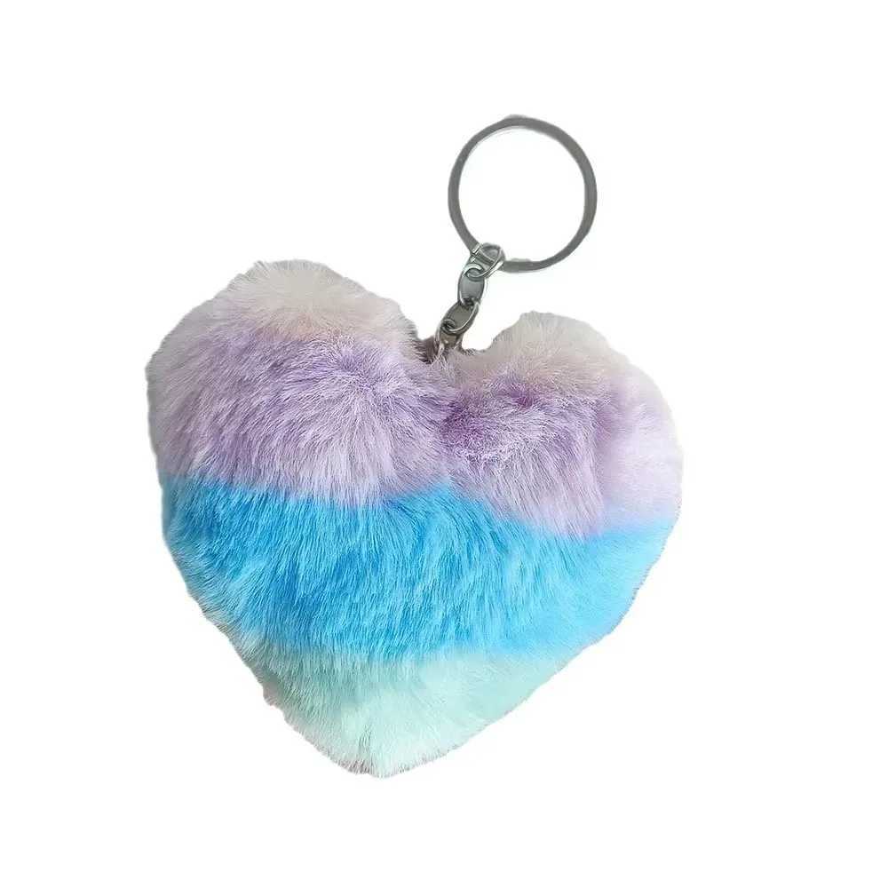 Creative Rainbow Gradient Love Ball Keychain Pendant Internet Celebrity Cute Backpack Hanger Car Key Womens Accessories Gift G250802